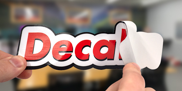 Die-cut sticker of decals.com logo